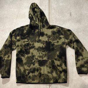 Green and black hooded sweatshirt